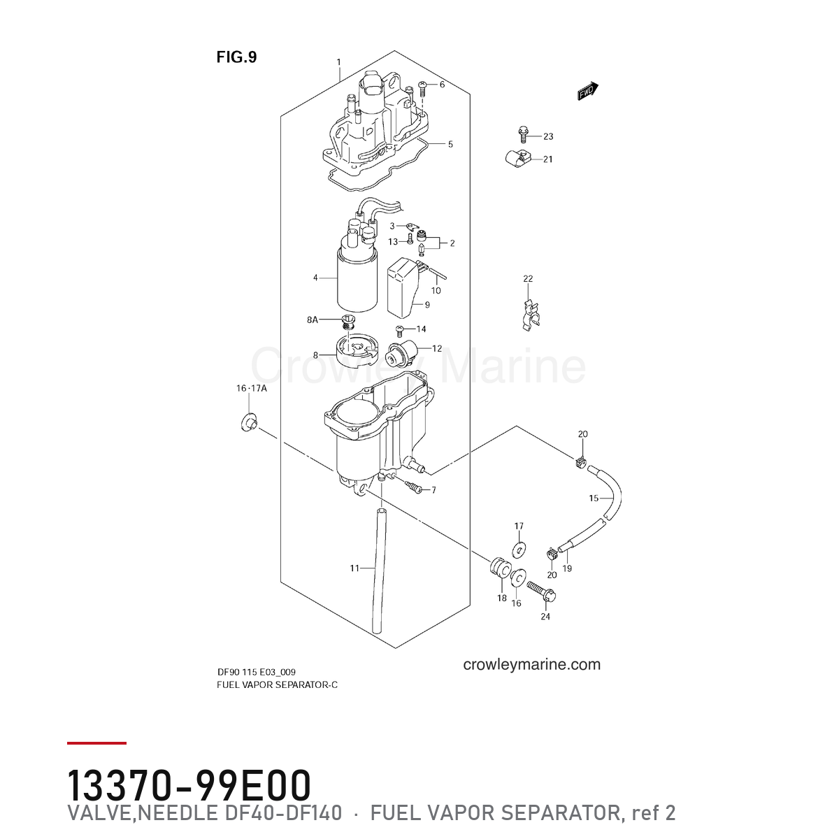 VALVE,NEEDLE DF40-DF140 13370-99E00 – tegning