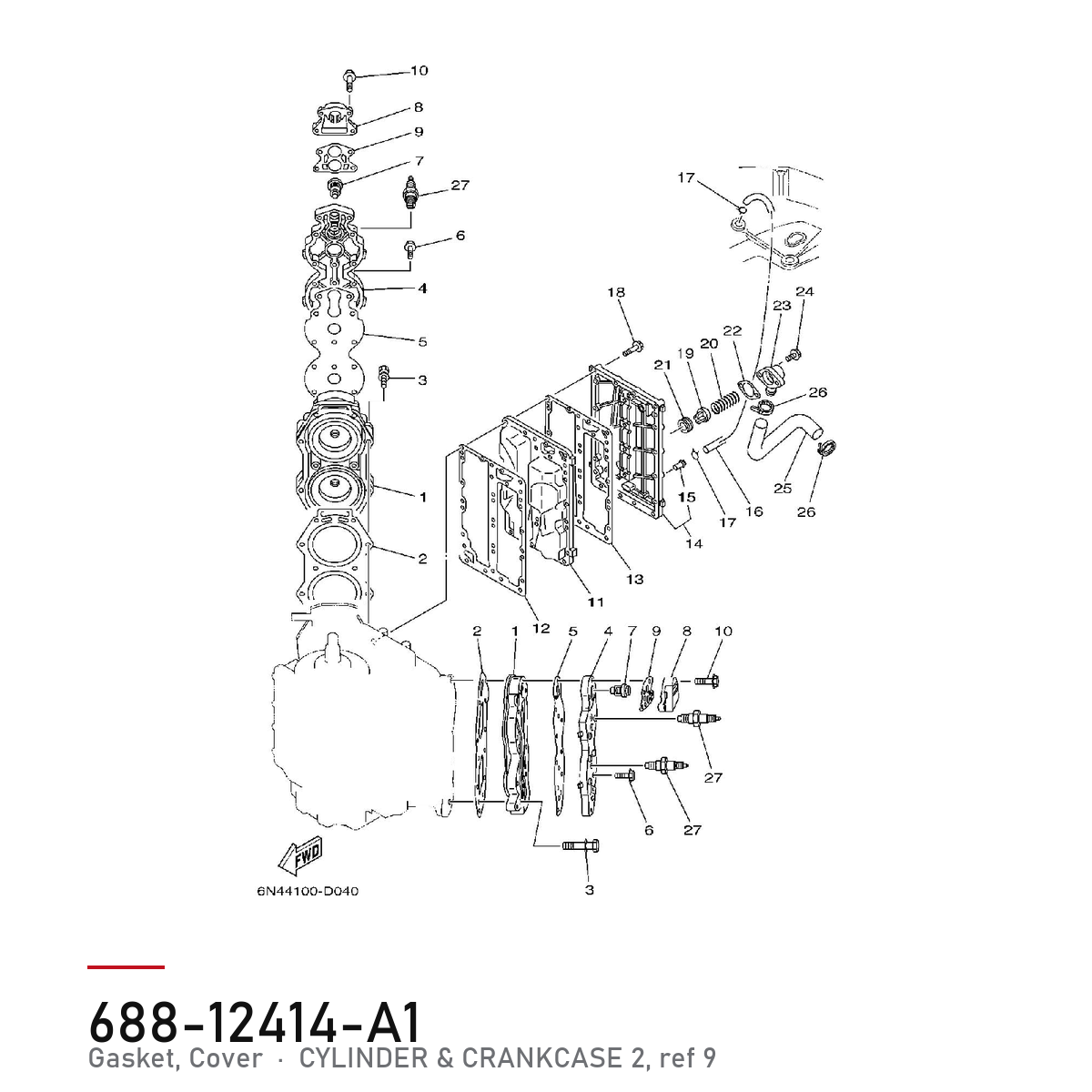 Pakning, Termostatdeksel 68812414A100 – tegning