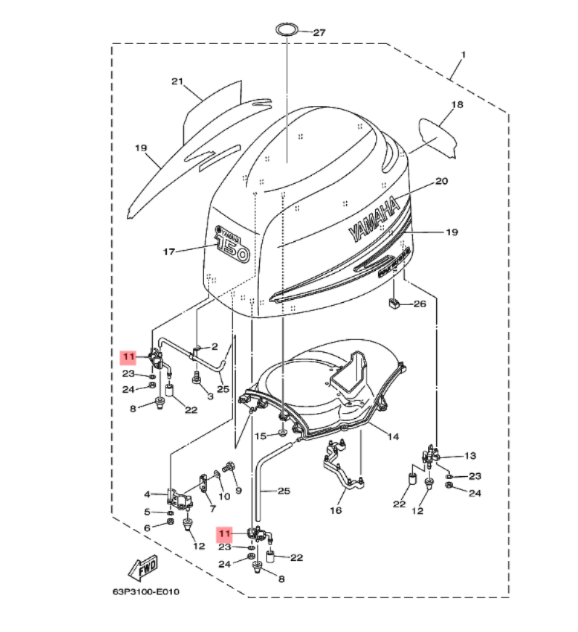 Yamaha cowling festeplate 63P-42643-01 – F150