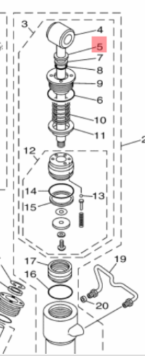 Yamaha oljetetning power trim 93106-19N50 – hoved trimsylinder