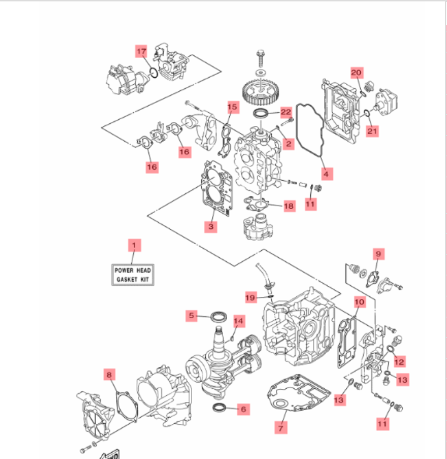 Yamaha forgasser rep kit 6BL-W0093-00 – F25 (2009–2019)