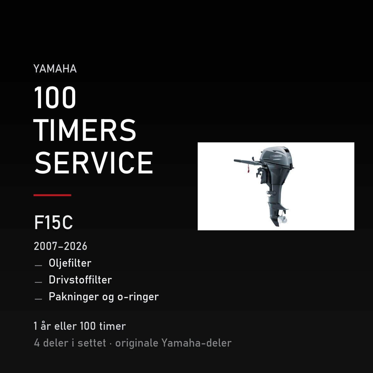 Yamaha F15C – Yamaha F15C (2007–2026) – 100 timers service