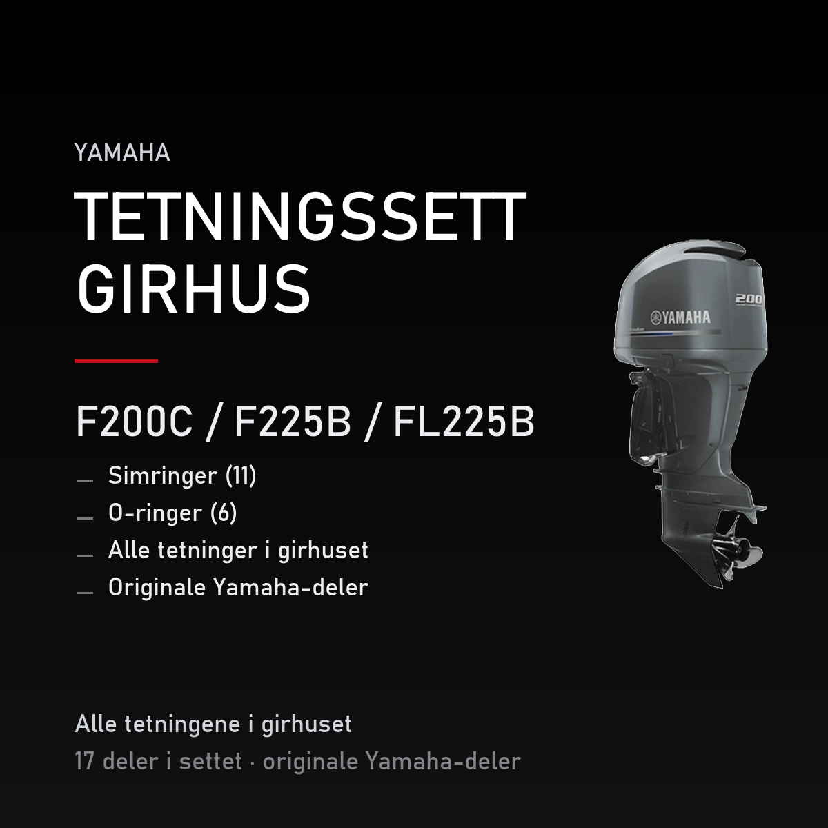 Yamaha F200C – Yamaha F200C / F225B / FL225B – tetningssett girhus