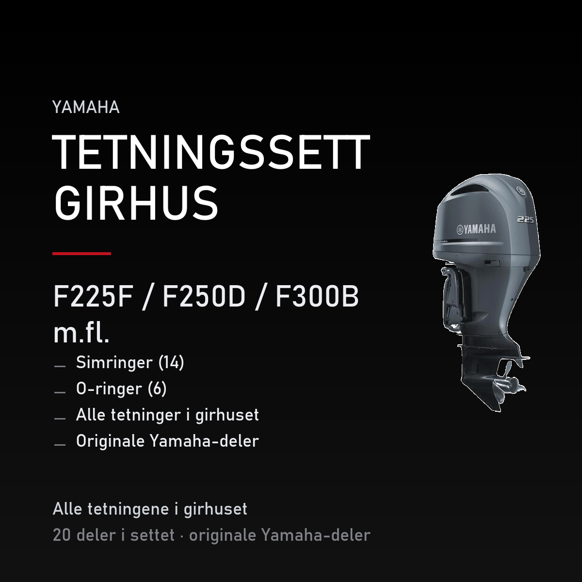 Yamaha F225F – Yamaha F225F / F250D / F300B m.fl. – tetningssett girhus
