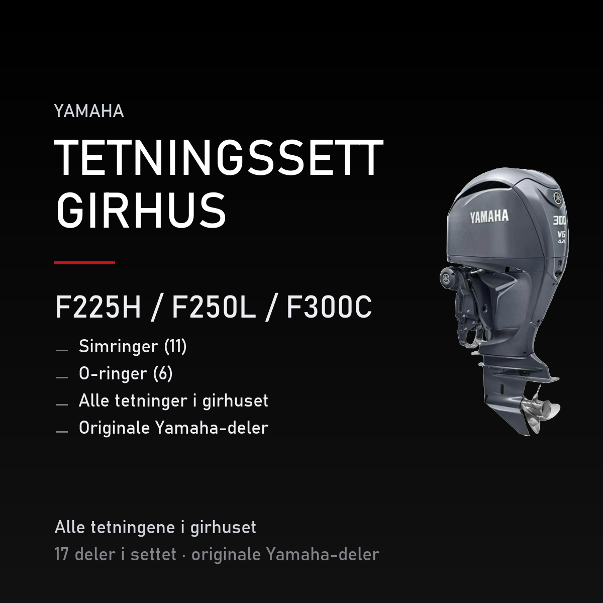 Yamaha F225H – Yamaha F225H / F250L / F300C – tetningssett girhus