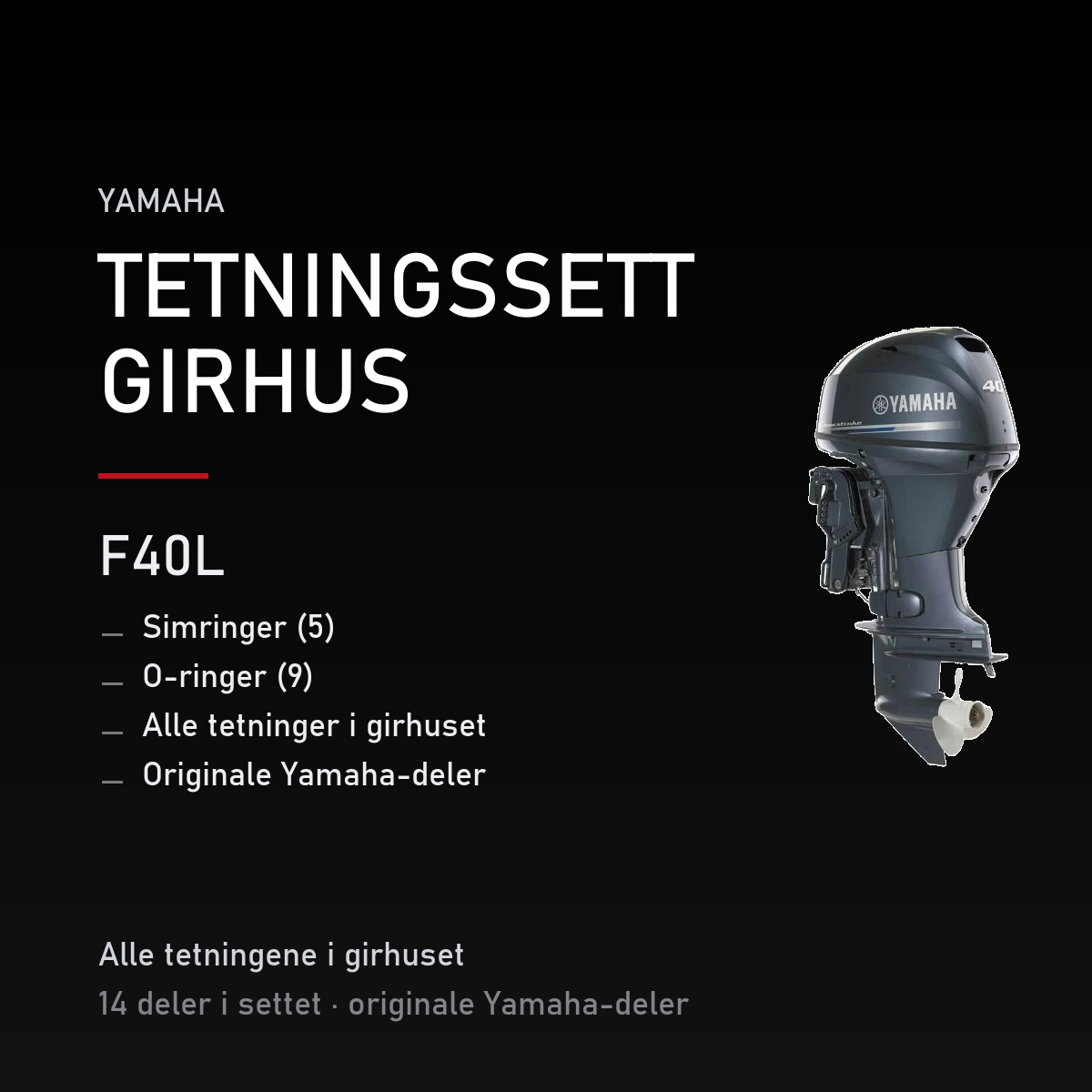 Yamaha F40L – Yamaha F40L – tetningssett girhus