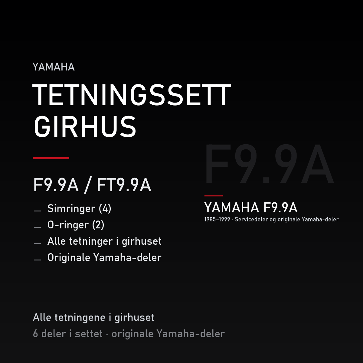 Yamaha F9-9A – Yamaha F9.9A / FT9.9A – tetningssett girhus