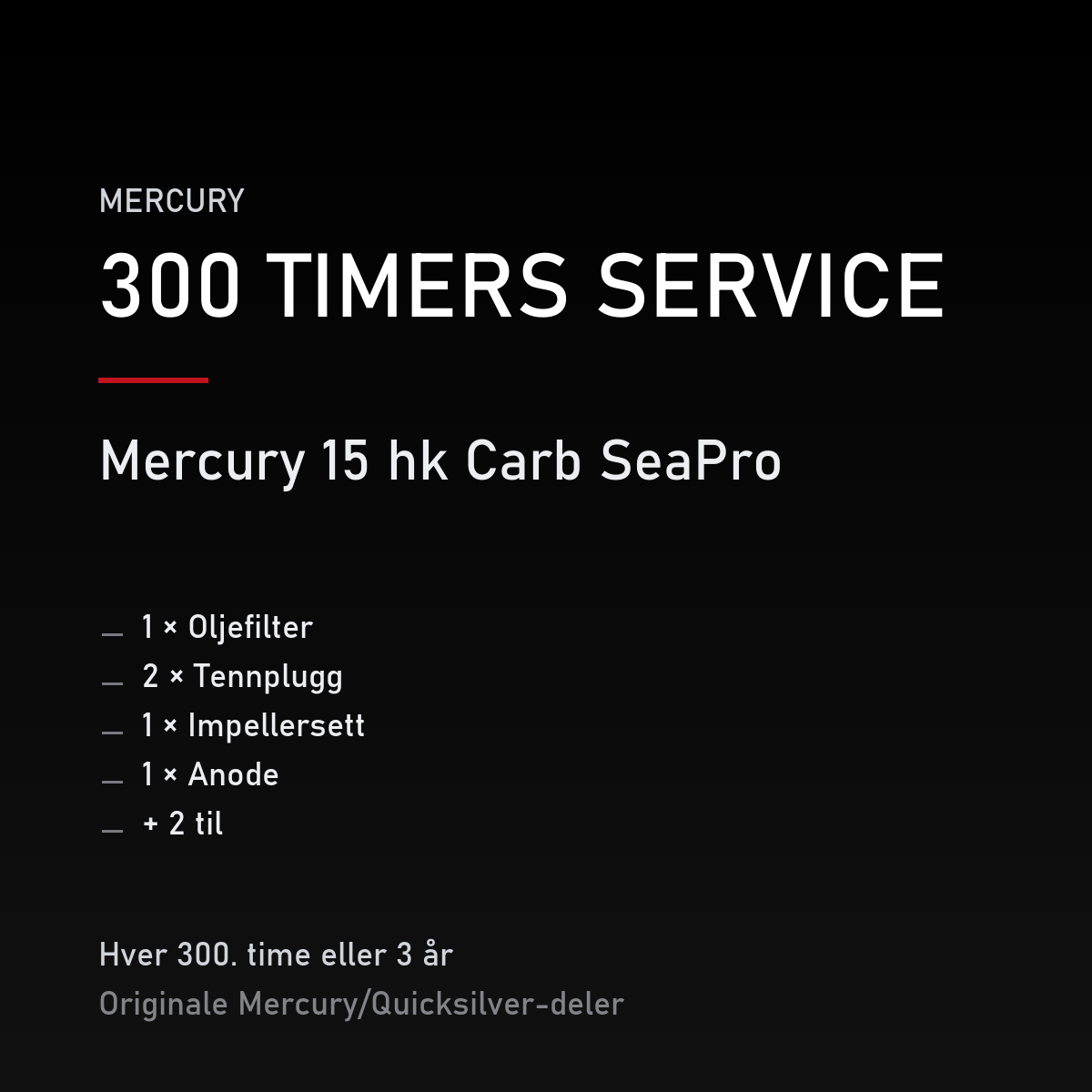 Mercury servicekit 300 timer – 15 hk Carb SeaPro – servicekit