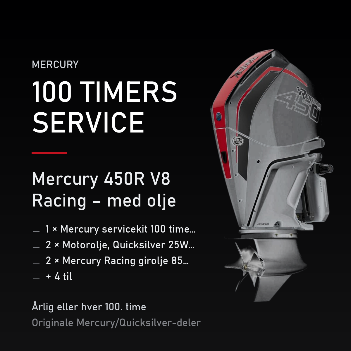 Mercury servicekit 100 timer 8M0172447 – 450R V8 Racing – med olje – servicekit
