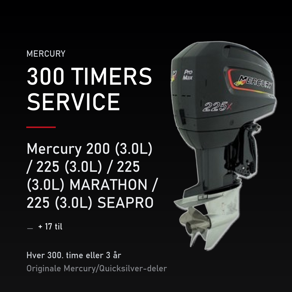 Mercury 2-takt servicekit 300 timer – 200 (3.0L) / 225 (3.0L) / 225 (3.0L) MARATHON / 225 – servicekit