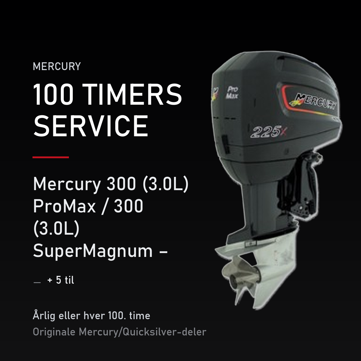 Mercury 2-takt servicekit 100 timer – 300 (3.0L) ProMax / 300 (3.0L) SuperMagnum – med gir – servicekit