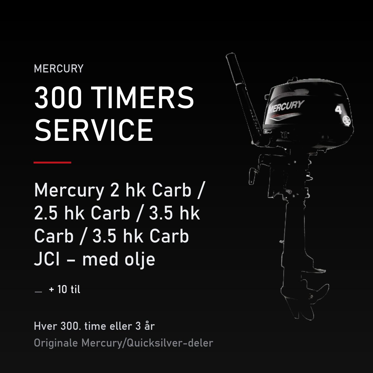 Mercury servicekit 300 timer – 2 hk Carb / 2.5 hk Carb / 3.5 hk Carb / 3.5 hk Carb JCI – m – servicekit
