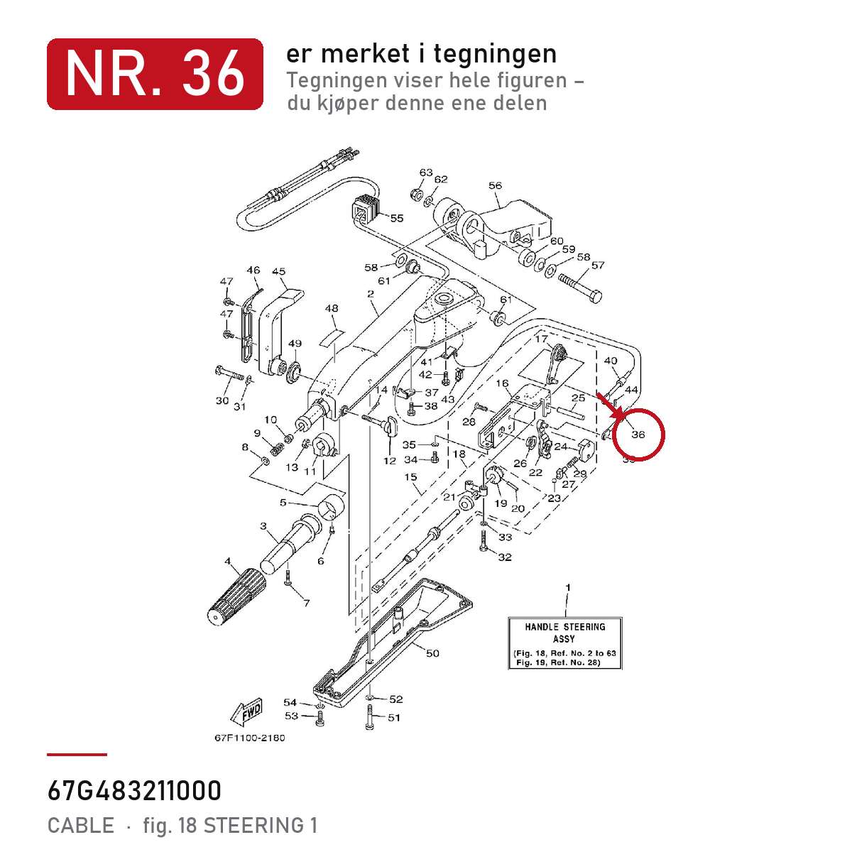 Yamaha Girwire 67G-48321-10 – nr. 36 i tegningen fra produsentens delekatalog