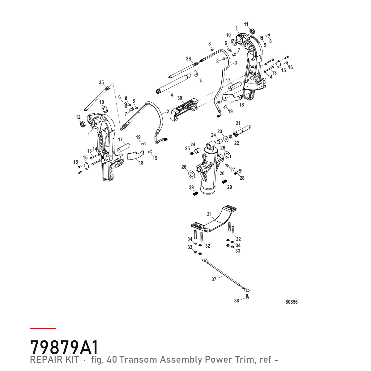 Quicksilver Powertrim trimsylinder-sett 79879A1 – Mercury – tegning fra Mercurys delekatalog