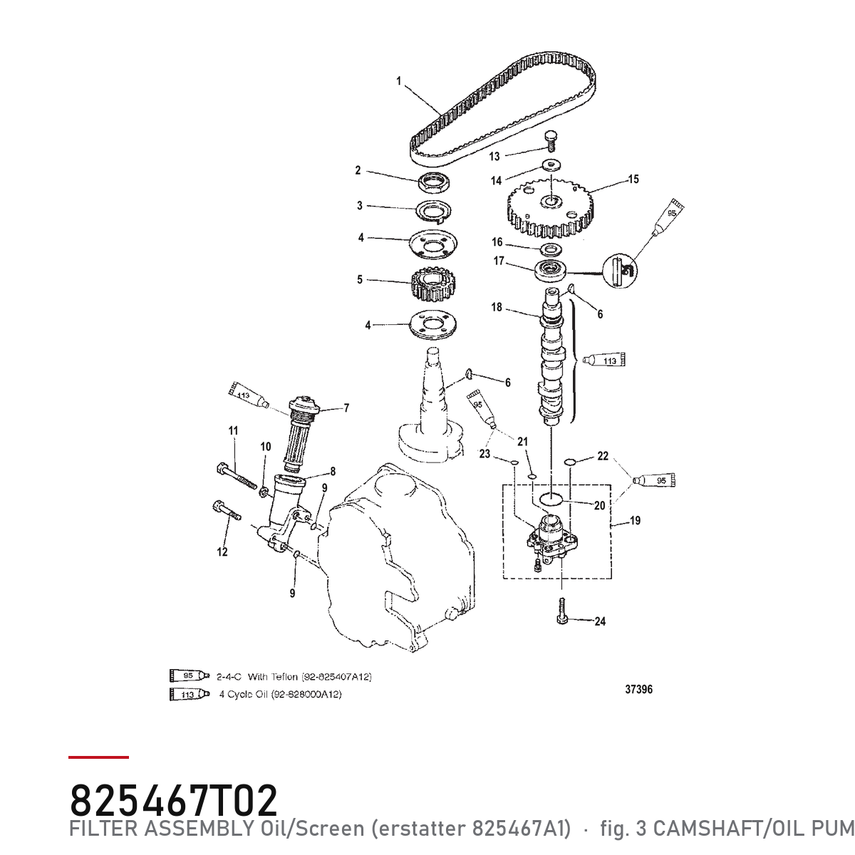 Quicksilver Filter 825467T02 – Mercury – tegning fra Mercurys delekatalog