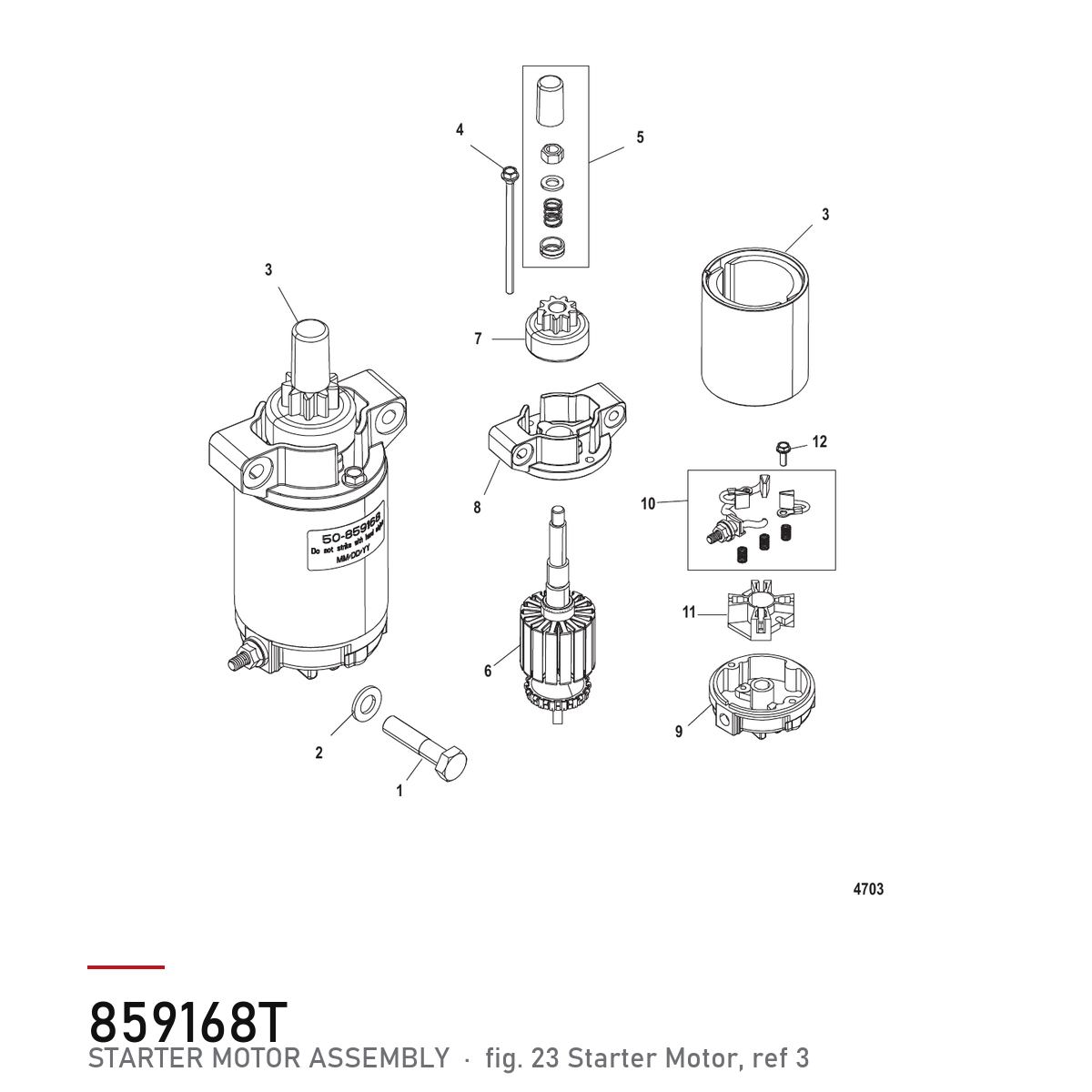 Quicksilver Startmotor 859168T – Mercury – tegning fra Mercurys delekatalog