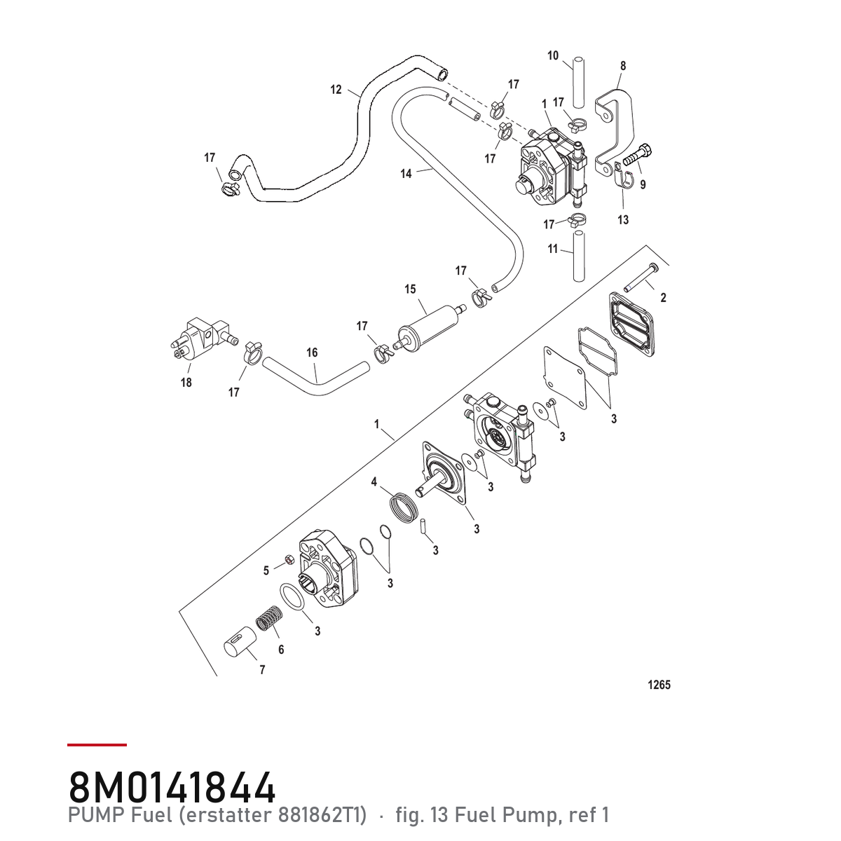 Quicksilver Drivstoffpumpe 8M0141844 – Mercury – tegning fra Mercurys delekatalog