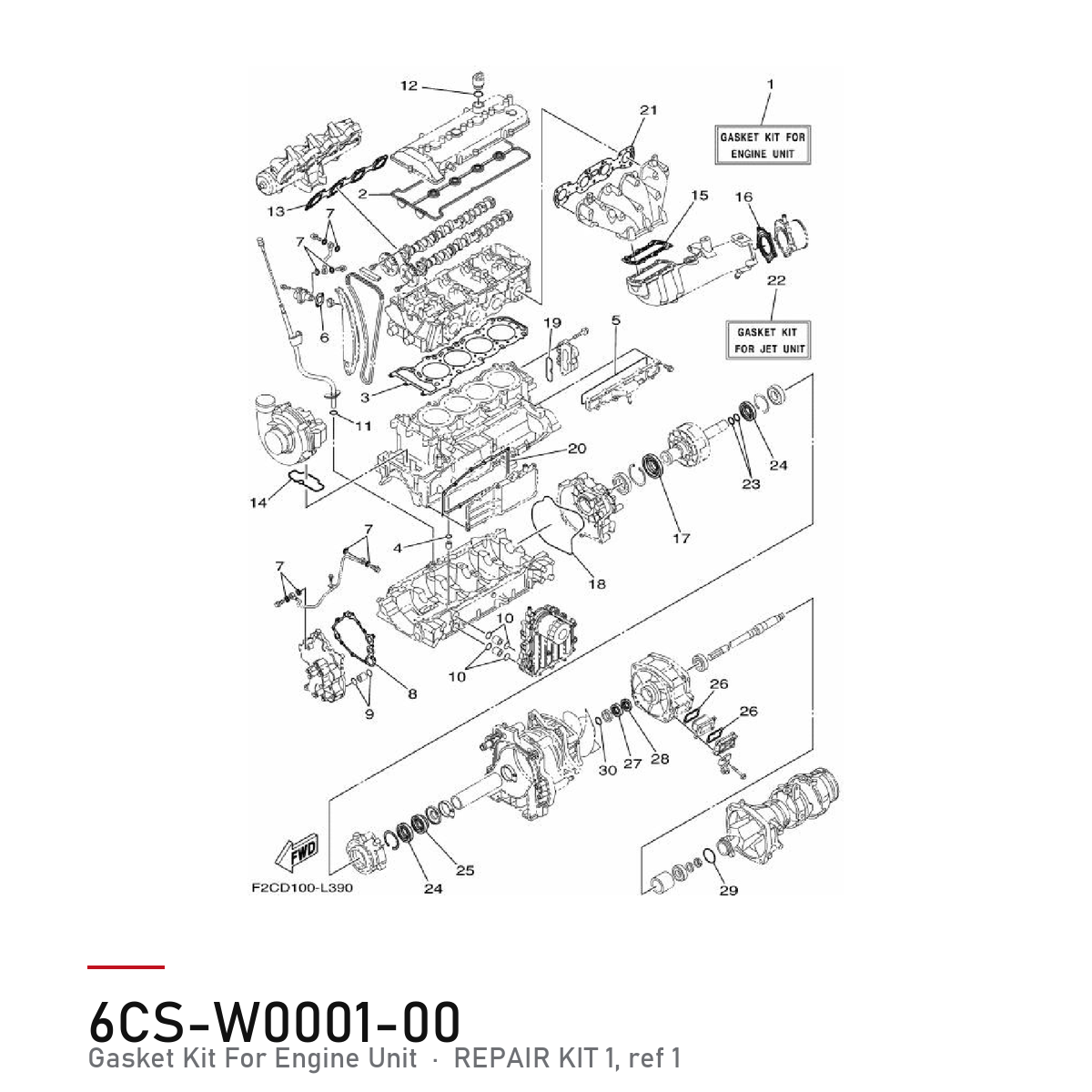 Yamaha Pakningssett Motor 6CS-W0001-00 – tegning