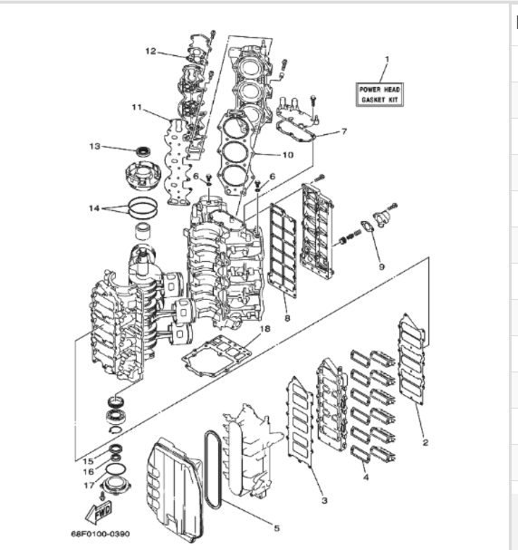 Yamaha Powerhead Gasket kit HPDI
