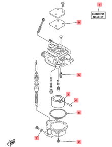 Yamaha 6AU-W0093-00 Forgasser Reparasjonssett (Carburetor Repair Kit) – F6A / F8C / F9.9F