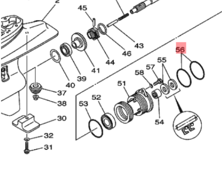 Yamaha O-ring 93210-65M50 – carrier i undervannshus F25 / 30HK