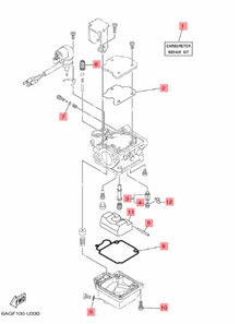 Yamaha forgasser reparasjonssett F9.9H / F15C / F20B (2020+) – OEM 6AH-W0093-02