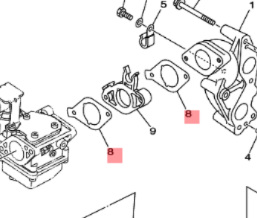 Yamaha innsugspakning / manifold pakning F9.9H / F15C / F20B – OEM 6AH-13646-00