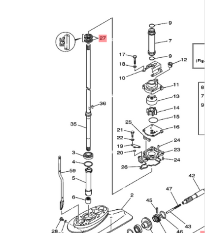 Yamaha simmering 93101-22067 – drivaksel undervannshus 25 / 30 / 40 / 50 / 55HK