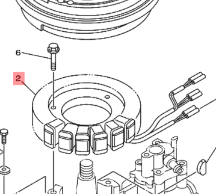 Yamaha stator F9.9H / F15C / F20B – OEM 6AH-85510-00