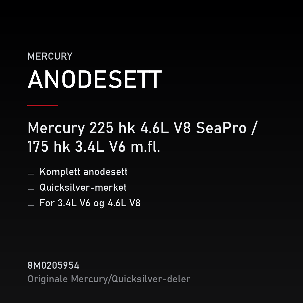 Quicksilver Anodesett 8M0205954 – Mercury – anodesett