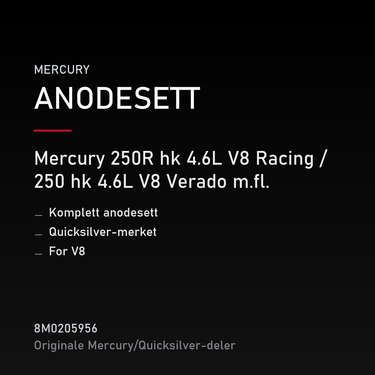 Quicksilver Anodesett 8M0205956 – Mercury – anodesett