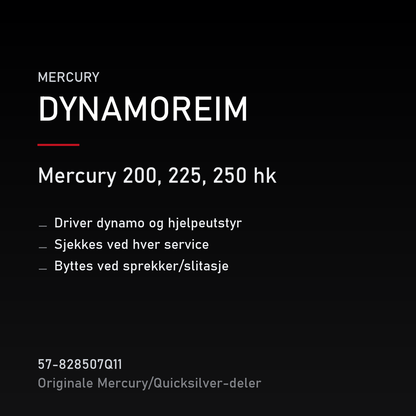 Quicksilver dynamoreim 57-828507Q11 – Mercury 200, 225, 250 hk – produktkort