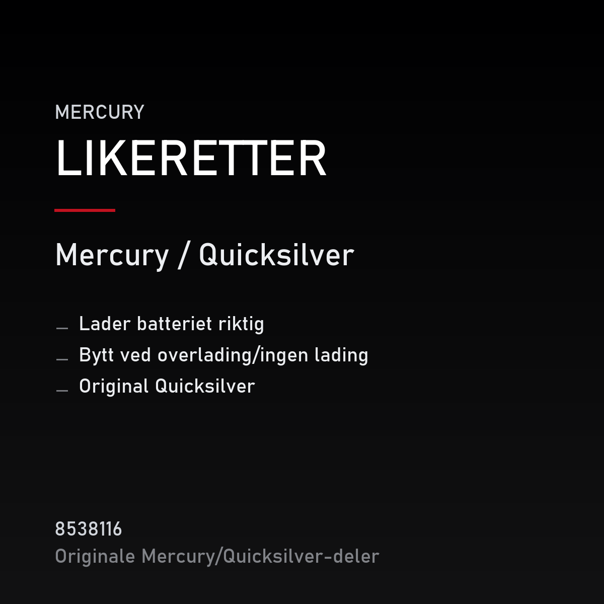 Quicksilver likeretter/regulator 8538116 – Mercury – produktkort