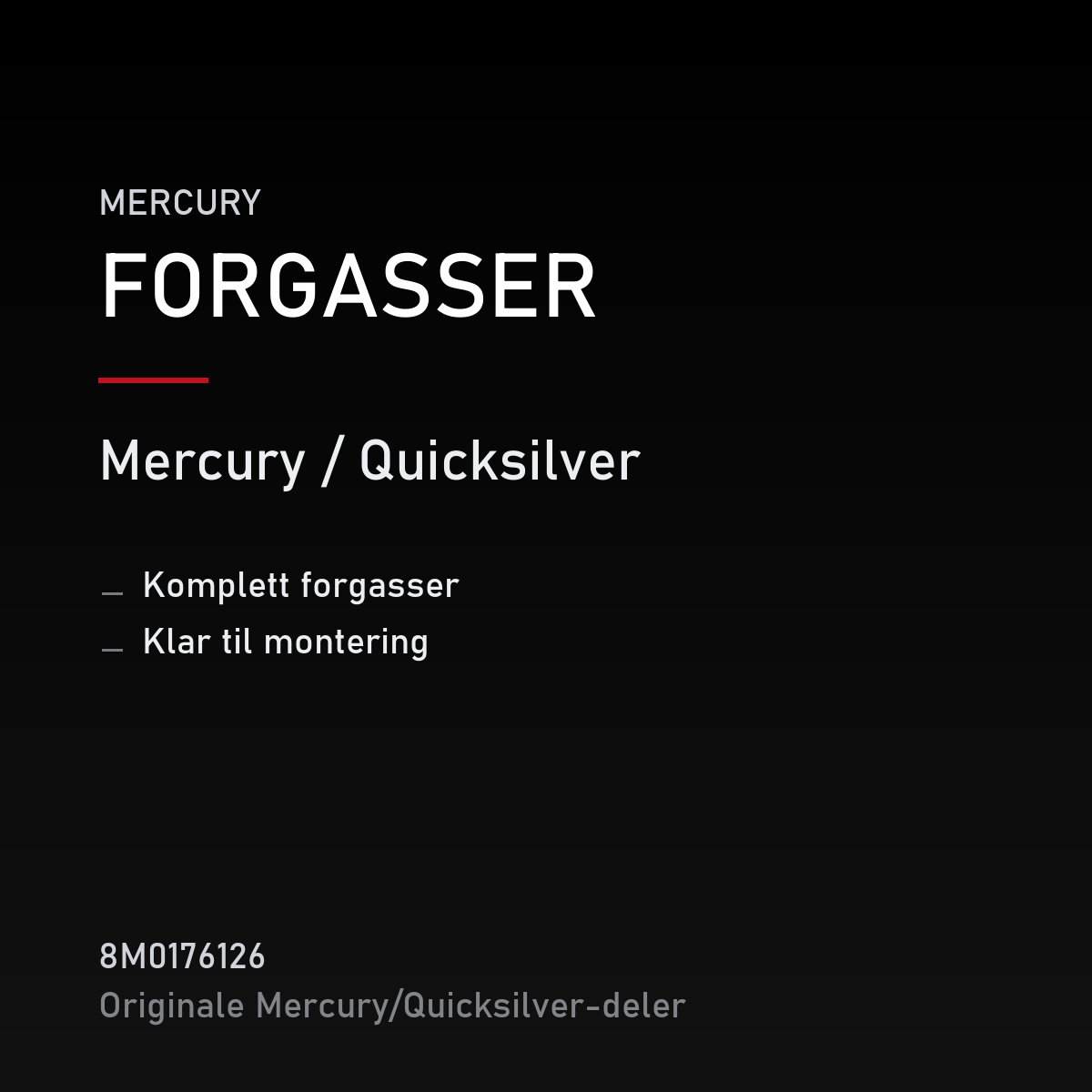 Mercury forgasser komplett 8M0176126 – 9.9HK (passer også 8HK) – produktkort