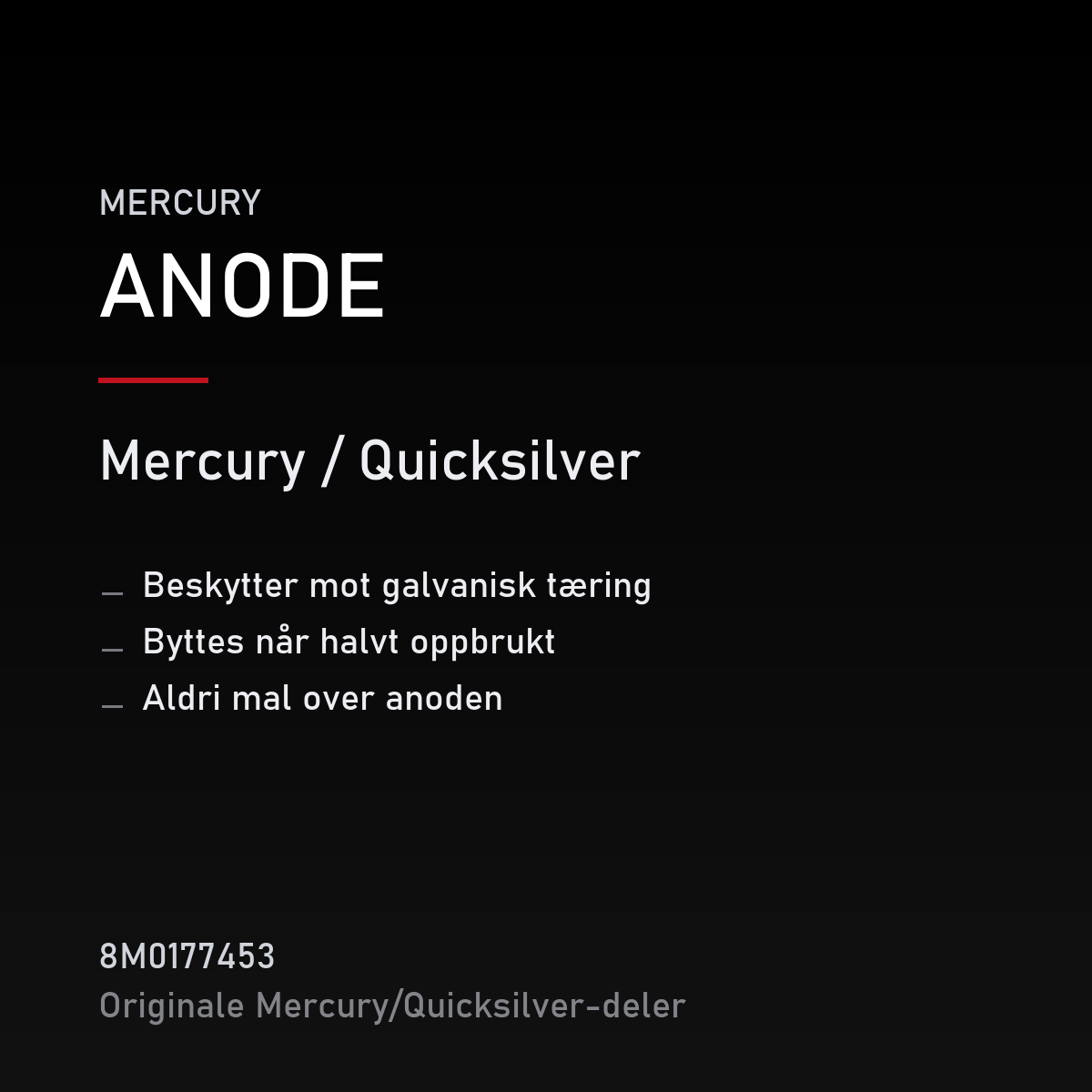 Quicksilver anode 8M0177453 – Mercury – produktkort