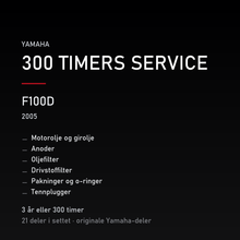 Yamaha F100D (2005) – 300-timers service – innhold i settet