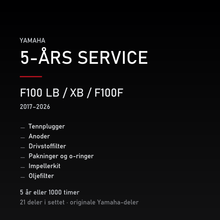 Yamaha F100 LB / XB / F100F (2017–2026) – 5-års service – innhold i settet