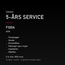 Yamaha F100A (2000) – 5-års service – innhold i settet