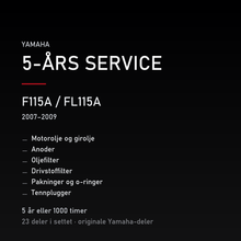 Yamaha F115A / FL115A (2007–2009) – 5-års service – innhold i settet