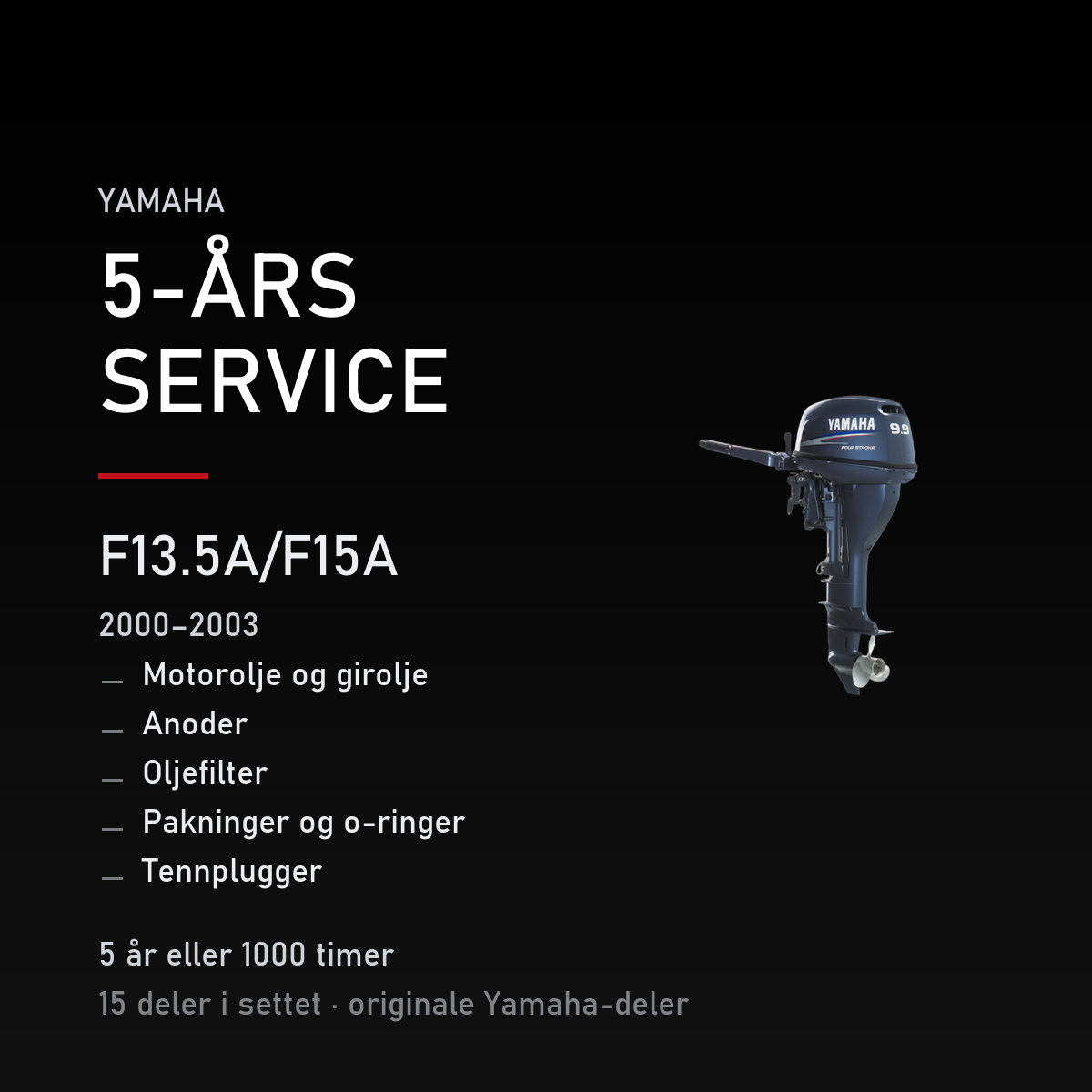 Yamaha F13-5A – Yamaha F13.5A/F15A (2000–2003) – 5-års service
