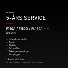 Yamaha F150A / F150D / FL150A m.fl. (2010–2023) – 5-års service – innhold i settet
