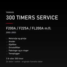 Yamaha F200A / F225A / FL200A m.fl. (2002–2003) – 300 timers service – innhold i settet