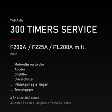 Yamaha F200A / F225A / FL200A m.fl. (2005) – 300 timers service – innhold i settet