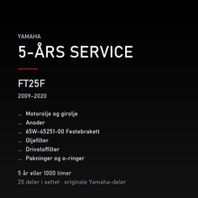 Yamaha FT25F (2009–2020) – 5-års service – innhold i settet