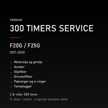 Yamaha F20G / F25G (2017–2020) – 300 timers service – innhold i settet