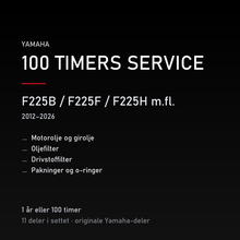 Yamaha F225B / F225F / F225H m.fl. (2012–2026) – 100 timers service – innhold i settet