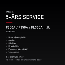 Yamaha F300A / F350A / FL300A m.fl. (2008–2009) – 5-års service – innhold i settet