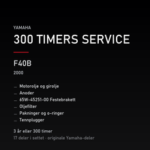Yamaha F40B (2000) – 300 timers service – innhold i settet