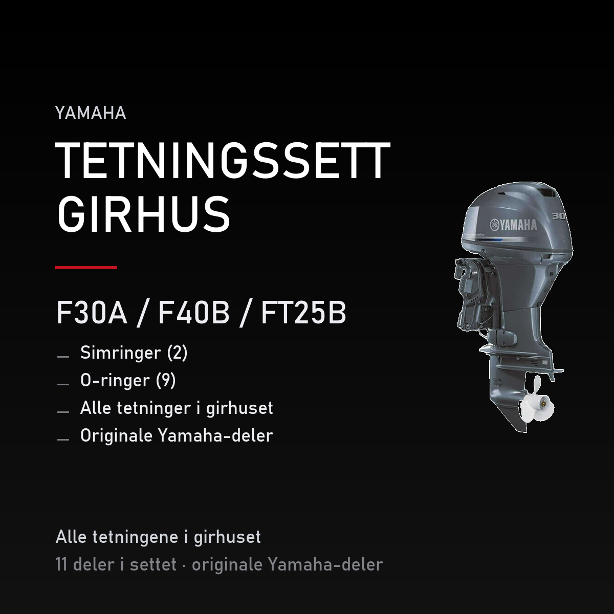 Yamaha F30A – Yamaha F30A / F40B / FT25B – tetningssett girhus