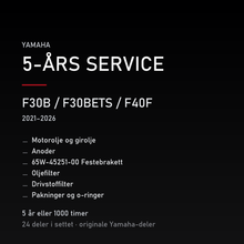 Yamaha F30B / F30BETS / F40F (2021–2026) – 5-års service – innhold i settet